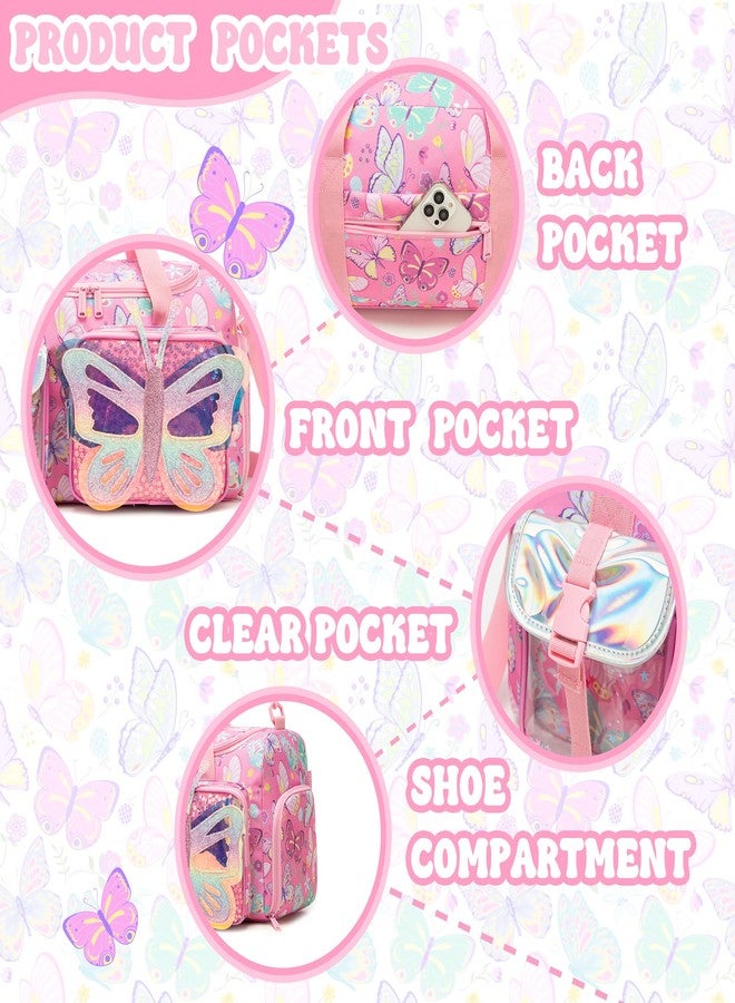 Oruiji Butterfly Kids Duffle Bag Girls Ballet Dance Bag Overnight Travel Bags for Girls Gymnastics Sports Bags for Kids with Shoe Compartment - Image 4